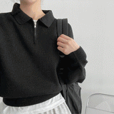 ショリンハーフジップアップクロップドカラーニットウェア / Shorin Half Zip-Up Cropped Collar Knitwear