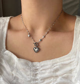eh ユニークハートサージカルトグルバーネックレス/eh Unique Heart Surgical Toggle Bar Necklace