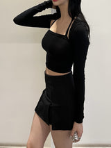 スリムボレロセット/010. Slim bolero set (black, white)