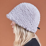 Fur Long Label Boucle Drop Bucket Hat Gray