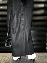 [UNISEX]ウールバックボタンマキシロングコート(ブラック)