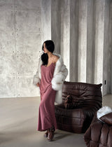 velvet flower bustier long dress
