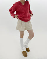 Vネックブラッシュアルパカニット/V-neck brush alpaca knit (2color)