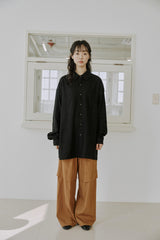 リネンパッチシャツ / unisex linen patch shirts black