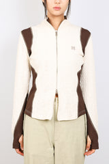 エアケーブルニットハーフ2WAYジップアップジャケット / AIR CABLE KNIT HALF 2WAY ZIP UP JACKET-ECRU SIENNA