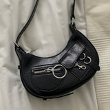Tapa leather loop hobo shoulder bag