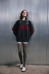 COLOR-LINE 7G KNIT CREW-NECK (Charcoal) / カラーラインニットクルーネック