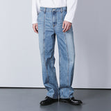 リラックスフィットフロントシームウォッシュドデニム / RELAXED FIT FRONT SEAM WASHED DENIM