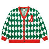 22アーガイルオーバーサイズニットカーディガン/22 ARGYLE OVERSIZED KNIT CARDIGAN GREEN