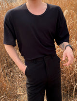 Scoop Neck Half Sleeve T-Shirt (6693246435446)