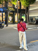 コットンワンタックバンドウエストワイドパンツ / Cotton One Tuck Banded Waist Wide Pants (7 colors)