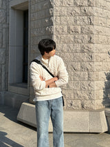 ローワーツイストセミジップアップニットウェア / Lower Twisted Semi-Zip-Up Knitwear (4 colors)