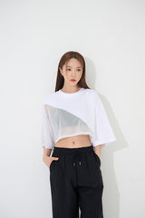 メッシュショートスリーブクロップTシャツ / TOP(9238) Mesh Short Sleeve Crop Tee