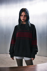 COLOR-LINE 7G KNIT CREW-NECK (Charcoal) / カラーラインニットクルーネック