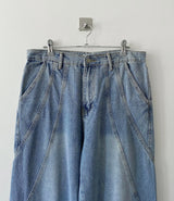 Coupure wide denim pants