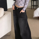 [MADE] Bolkin back point washing black denim wide pants