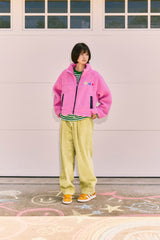 KIRSH X MISAKI KAWAI FLEECE MIX PATCH STADIUM JACKET [PINK]