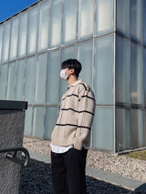 87 Check Half Zip Up Collar Knit (3color)