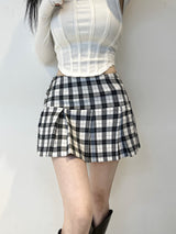 775. Sugar check black pleats mini sk (2color)