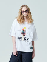 [ENJOY YOUR MEAL] CAMPAIGN 1/2 T-SHIRT ICE CREAM_WHITE (6582792945782)