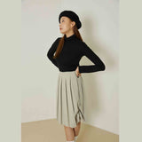 エボニーシャーリングタートルネックトップ/Ebony shirring turtleneck top (black)