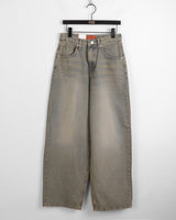 klechi Grayish Washing Long Wide Denim Pants