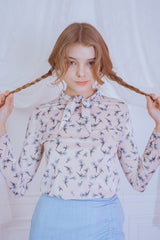 tie neck blouse (6688342081654)