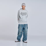 ROUND LOGO HOODIE KNIT GREY