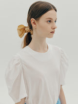 レースアップパフトップ / Lace up puff top - White