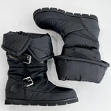 Padded fur belt long-boots (Black)