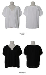 [SHOPPERMADE] ラブリーストラップ半袖ブラウス (2color)