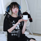 0 6 パンクバンドキャットTシャツ / 0 6 punk band cat t-shirt - BLACK