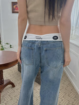 レタリングデニムトラウザーズ /  lettering denim trousers