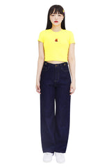 90sベアクロップスパンショートスリーブTシャツ/90s bear crop span short sleeve t-shirts (yellow)