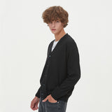 LAMBSWOOL V NECK CARDIGAN_BLACK (6612827209846)