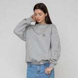 [UNISEX]Line flower dot embroidery sweatshirt