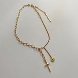 クロスコイン2WAYボールドショートロングネックレス / soe Cross Coin Two Way Bold Short Long Necklace