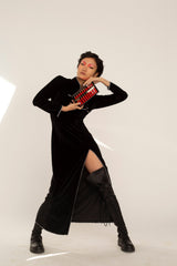 ベルベットサイドスリットドレス / Velvet Side Slit Dress (4520093417590)