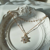 Daisy Pearl Choker Layered Necklace - Gold