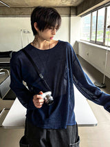 シースルーワイドネックニット