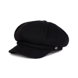 VA Square Stud Wool Newsboy Cap / Black