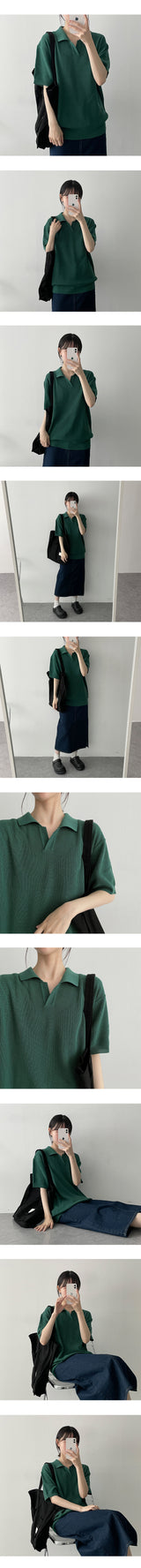デリカラー半袖ニット / Deli Collar Short-Sleeved Knitwear