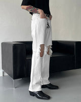 ニーディスミスホワイトデニムパンツ / MZ234 Knee Dismiss White Denim Pants
