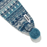 CHERRY BOHEMIAN POMPOM MUFFLER [BLUE]