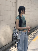 リル16スポーティーメッシュクロップ半袖Tシャツ / RilU 16 Sporty Mesh Crop Short-Sleeved T-Shirt