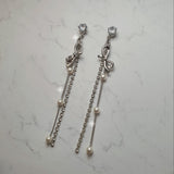 Ribbon and Crystal Drops Piercing - Silver