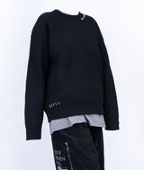 BBD Hand-stitched Logo Ripped Sweater (Black)
