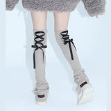 1 1 lace up leg warmer - BEIGE