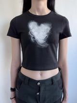 ハートヘアTシャツ / Heart Hair Tee BLACK