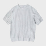 ブークレリブ ハーフスリーブニット/BOUCLE RIBBED HALF SLEEVE KNIT (LIGHT GREY)
